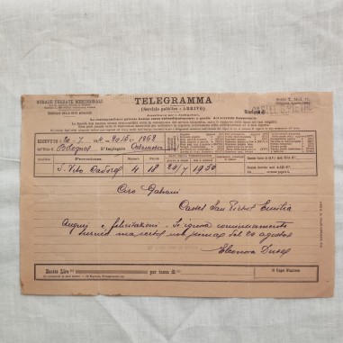 ELEONORA DUSE telegramma originale 1904
