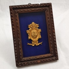 Originale stemma in bronzo dorato Papa Pio XI fregio da automobile 1925-1930