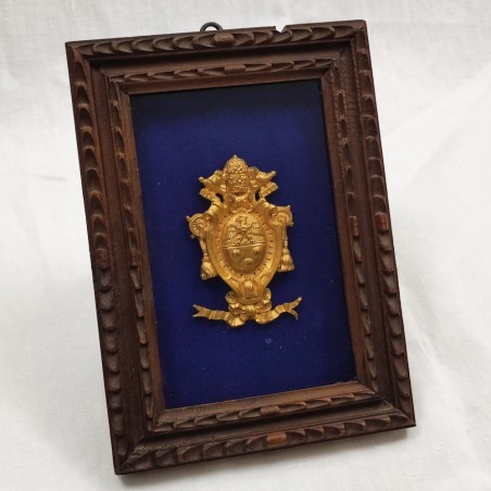 Originale stemma in bronzo dorato Papa Pio XI fregio da automobile 1925-1930