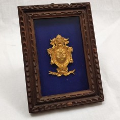 Originale stemma in bronzo dorato Papa Pio XI fregio da automobile 1925-1930 2