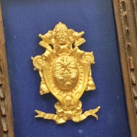 Originale stemma in bronzo dorato Papa Pio XI fregio da automobile 1925-1930