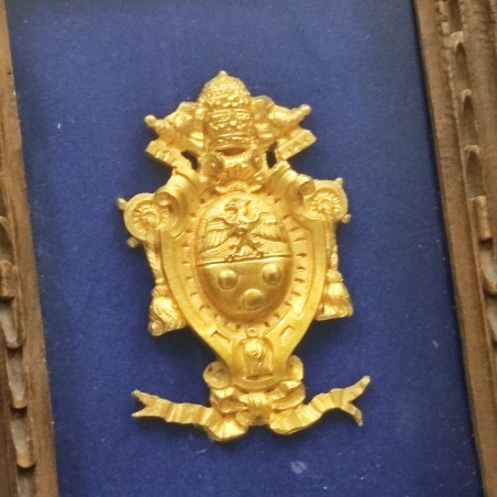 Originale stemma in bronzo dorato Papa Pio XI fregio da automobile 1925-1930