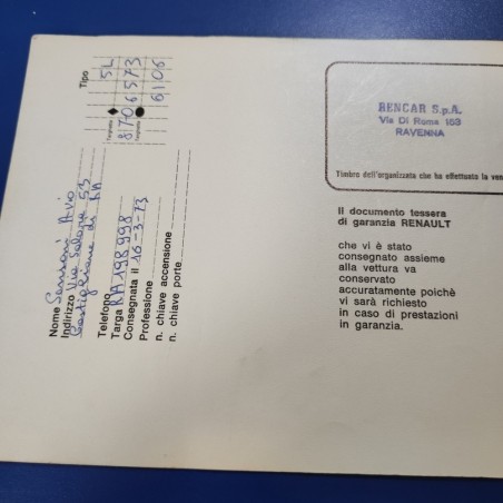 Renault Gamma R 5 libretto uso manutenzione R 1220 1221 1222 giugno 1972