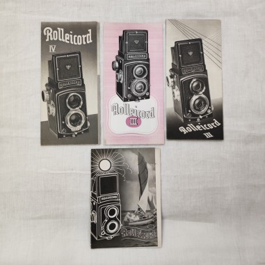 Lotto di 4 brochure libretti macchina fotografiche Rolleicord