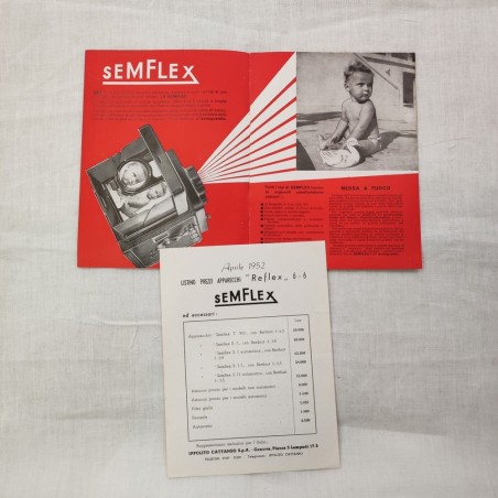 SEMFLEX litino prezzi + mini catalogo macchine fotografiche anno 1952