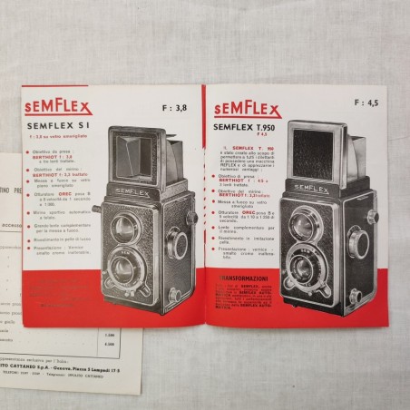 SEMFLEX litino prezzi + mini catalogo macchine fotografiche anno 1952