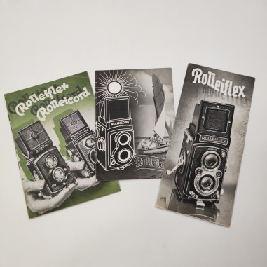 ROLLEIFLEX lotto di 3 opuscoli Rolleicord anni 30/40
