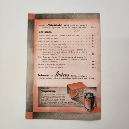 VOIGTLANDER opuscolo pubblicitario macchina Vito anno 1940