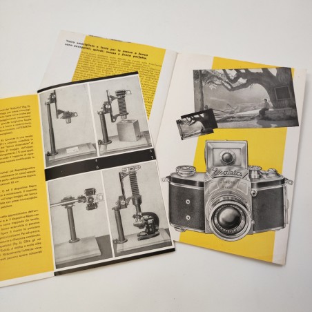 EXAKTA coppia brochure pubblicitarie macchine fotografiche 1938 e 1953