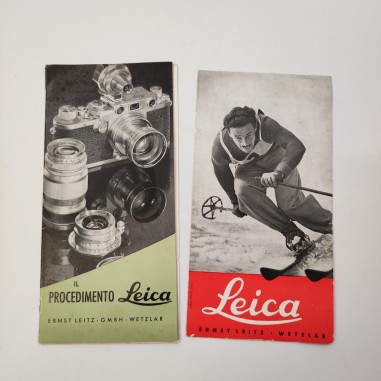 LEICA lotto di due opuscoli pubblicitari anni 50