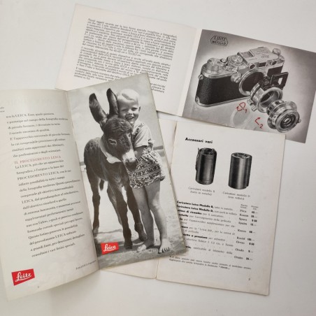 LEICA lotto di 3 opuscoli in italiano anno 1939 1951 e 1954