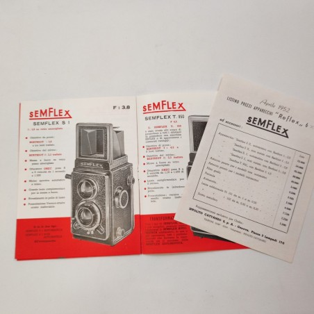 SEMFLEX opuscolo catalogo fotocamere e listino prezzi 1952