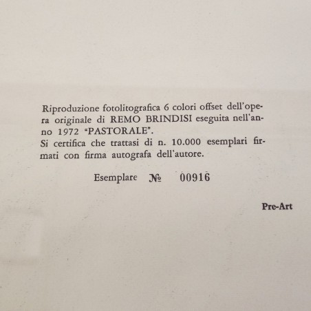 Fotolitografia Remo Brindisi Pastorale 1972 - 35x25 cm