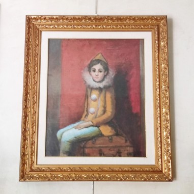 E. Barcelona Gonzales quadro olio su tela bambino seduto con abito giallo