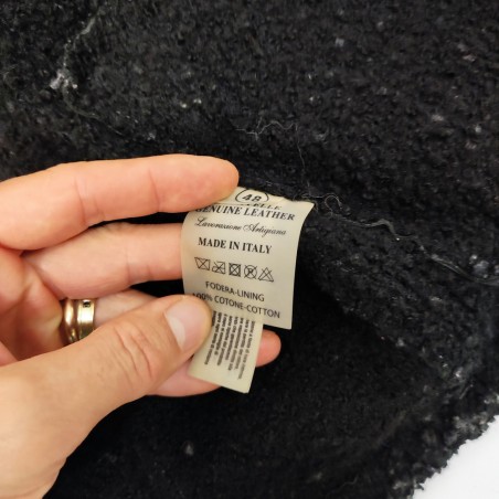 Giubbotto pelle nera effetto buccia arancia artigianale nero tg M