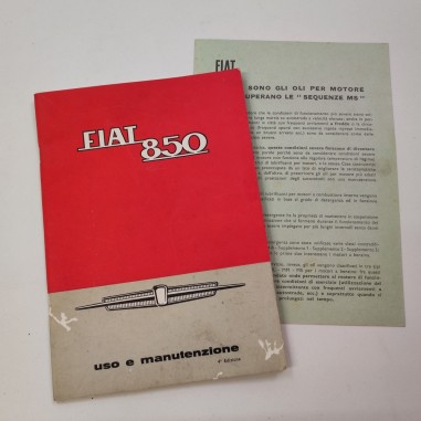 Fiat 850 libretto uso manutenzione 4° edizione 1964 + appendice