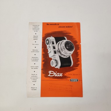 Brochure opuscolo macchina fotografica DIAX anno 1952 francese