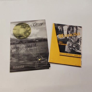 Lotto di 2 opuscoli promozionali filtri e carta fotografica OMAG e MIMOSA