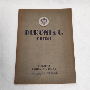 Catalogo DURONI & C. Ottici Milano Galleria Vitt. Emanuele - 1933