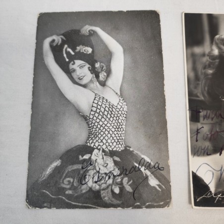 Lotto di 3 cartoline attrici anni 40/50 con autografi originali
