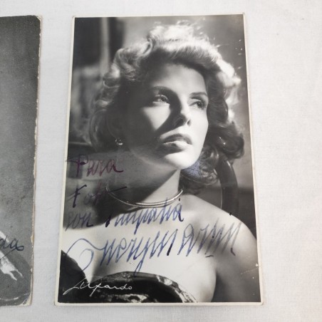 Lotto di 3 cartoline attrici anni 40/50 con autografi originali