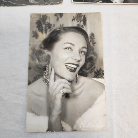 Lotto di 3 cartoline attrici anni 40/50 con autografi originali