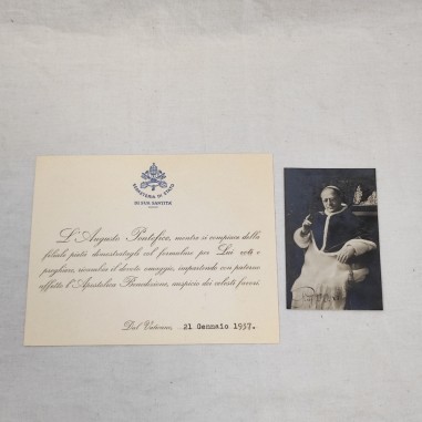 Papa PIO XI biglietto 1937 e foto autografa