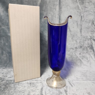 La Murrina vaso collezione MINUETTO colore blu con scaglie d'oro h. 32 cm