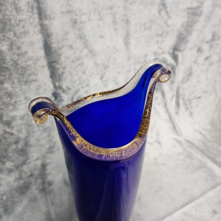 La Murrina vaso collezione MINUETTO colore blu con scaglie d'oro h. 35 cm
