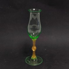 La Murrina bicchiere a tulipano colore verde con scaglie d'oro h. 24 cm