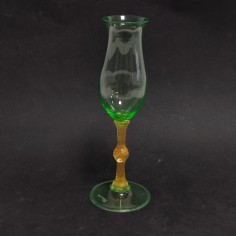 La Murrina bicchiere a tulipano colore verde con scaglie d'oro h. 24 cm 2