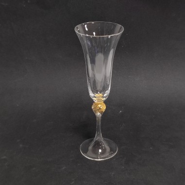 La Murrina bicchiere trasparente con intrusioni d'oro h. 22 cm