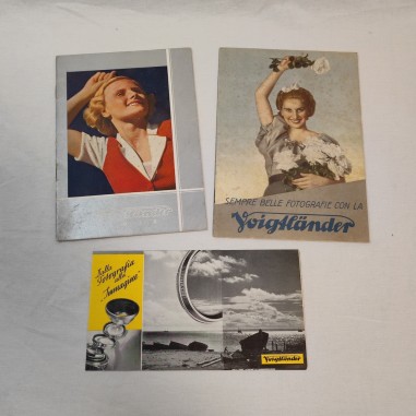 VOIGTLANDER lotto di 3 opuscoli macchine fotografiche anno 1937 e 1938