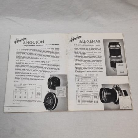 SCHNEIDER catalogo ottiche fotografiche anni 50