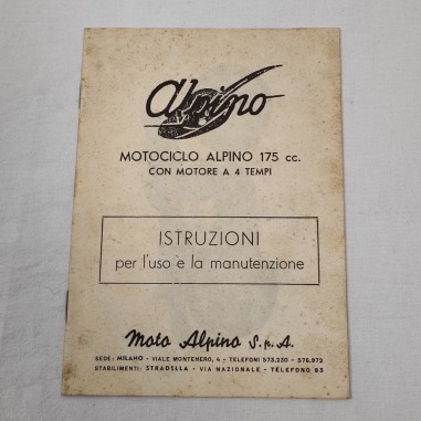 Libretto uso manutenzione Motociclo Alpino 175 cc copia anastatica