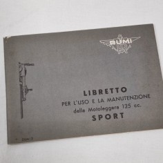 RUMI libretto uso manutenzione motoleggera 125 cc SPORT