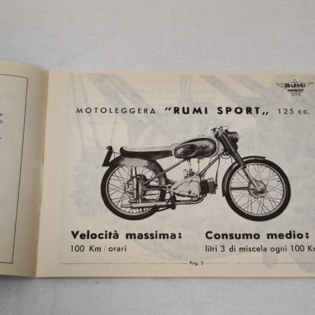RUMI libretto uso manutenzione motoleggera 125 cc SPORT