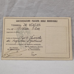 Tessera Confederazione Fascista degli industriali 1935 XIV