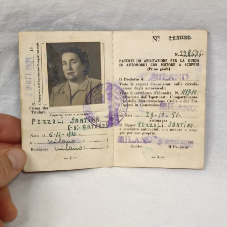 Librettino Patente di guida abilitazione di primo grado anno 1951