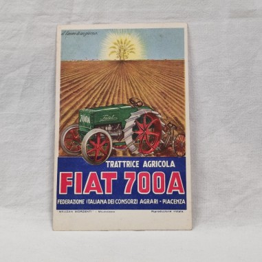 Cartolina a colori Trattrice agricola Fiat 700 A metà anni 20