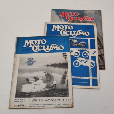 Lotto di 3 riviste MOTOCICLISMO 1950 1956 e 1957
