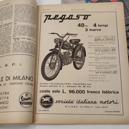 Lotto di 3 riviste MOTOCICLISMO 1950 1956 e 1957