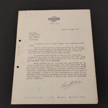 GERMAN COBOS autografo su cntratto cinematografico anno 1968