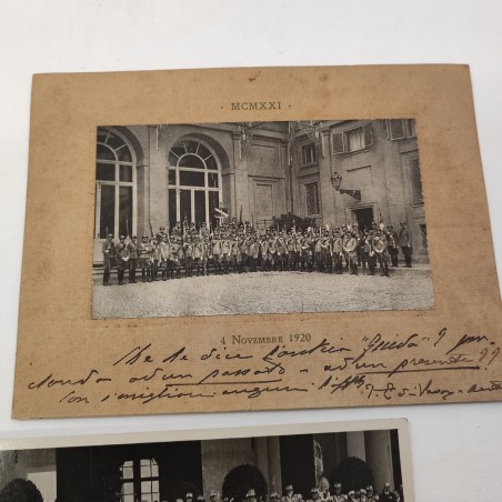 Lotto di 3 foto soggetto militare primo del 900 una con il Re Vittorio Em. III