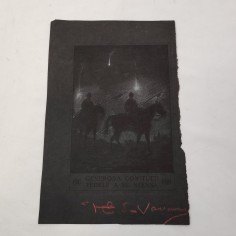 Emanuele Filiberto di Savoia autografo su acquaforte con lanceri