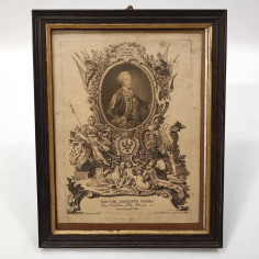 Incisione con Vittorio Amedeo Maria Principe di Sabaudia metà 700 2