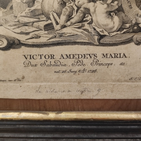 Incisione con Vittorio Amedeo Maria Principe di Sabaudia metà 700