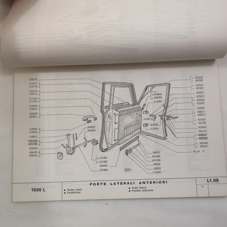 FIAT 1500 L catalogo parti di ricambio carrozzeria 1968