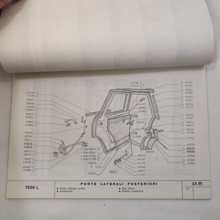 FIAT 1500 L catalogo parti di ricambio carrozzeria 1968