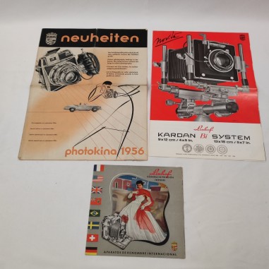 3 cataloghi LINHOF cavalletti e macchine fotografiche periodo anni 50